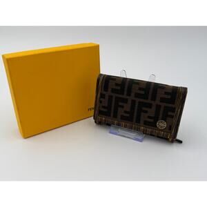 Fendi Zucca Continental Wallet Rare Wood Grain Trim